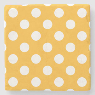 Posavasos De Piedra Pos de polka blanca sobre amarillo