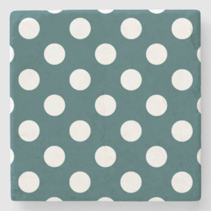 Posavasos De Piedra Pos de polka blanco en verde azulado