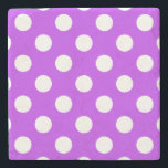 Posavasos De Piedra Pos de polka blanco sobre púrpura brillante<br><div class="desc">Pos de polka blanco sobre púrpura brillante</div>