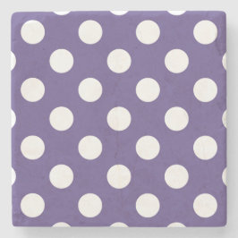 Posavasos De Piedra Pos de polka blanco sobre ultravioleta