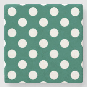 Posavasos De Piedra Pos de polka blanco sobre verde sabio