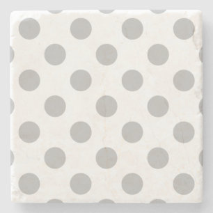 Posavasos De Piedra Pos de polka gris sobre blanco