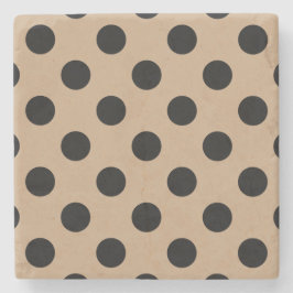 Posavasos De Piedra Pos de polka negro en beige
