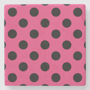 Posavasos De Piedra Pos de polka negro en fucsia