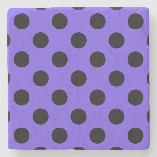 Posavasos De Piedra Pos de polka negro en periwinkle (Anverso)