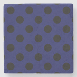 Posavasos De Piedra Pos de polka negro sobre azul marino