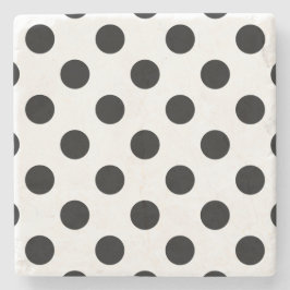 Posavasos De Piedra Pos de polka negro sobre blanco