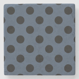 Posavasos De Piedra Pos de polka negro sobre gris-azul