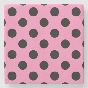 Posavasos De Piedra Pos de polka negro sobre rosa