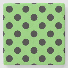 Posavasos De Piedra Pos de polka negro sobre verde lima
