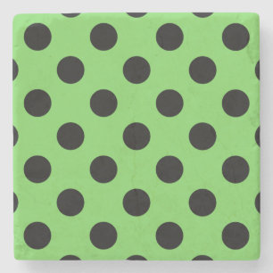 Posavasos De Piedra Pos de polka negro sobre verde lima