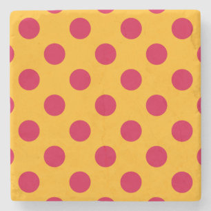 Posavasos De Piedra Pos rojos de polka sobre amarillo