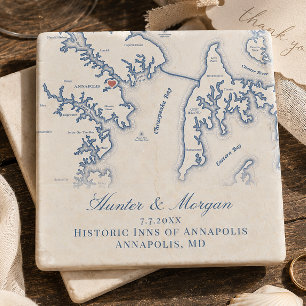 Posavasos De Piedra Posadas Históricas de Annapolis Boda Mapa de Chesa