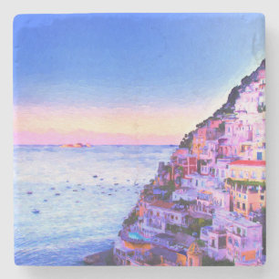 Posavasos De Piedra Positano, Italia Coaster de Piedra Atardecer
