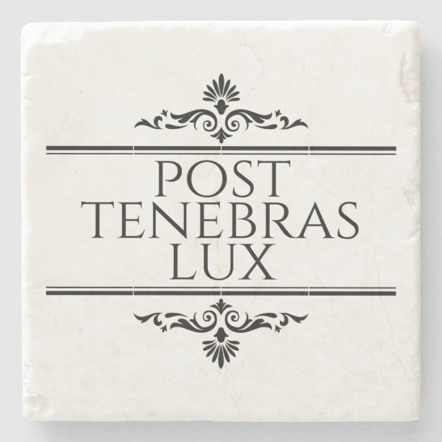 Posavasos De Piedra Post Tenebras Lux (Anverso)