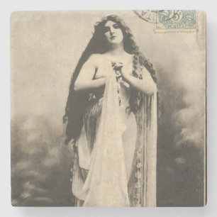 Posavasos De Piedra Postcarta de diosa etérea vintage