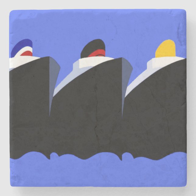 Posavasos De Piedra Poster Art Deco de los buques de crucero de época (Anverso)