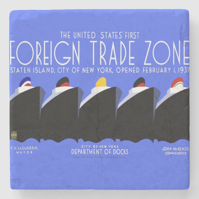 Posavasos De Piedra Poster Art Deco de los buques de crucero de época (Anverso)