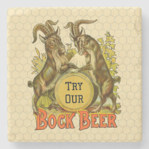Posavasos De Piedra Póster de cerveza Bock vintage: Salón de bar antig