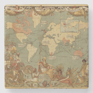 Posavasos De Piedra Póster del mapa mundial del Imperio Británico de 1
