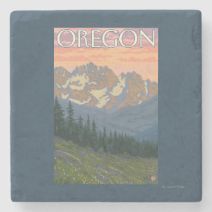 Posavasos De Piedra Poster del viaje del vintage de las flores de la