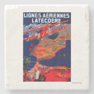 Posavasos De Piedra Poster del vintage de Lignes Aeriennes Latecoere