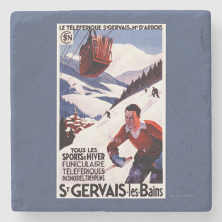 Posavasos De Piedra Poster ferroviario del promo del teleférico de la