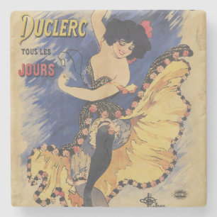 Posavasos De Piedra Póster francés antiguo de bailarina Art Nouveau