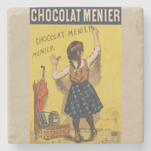 Posavasos De Piedra Póster francés vintage de Chocolat Menier arte de