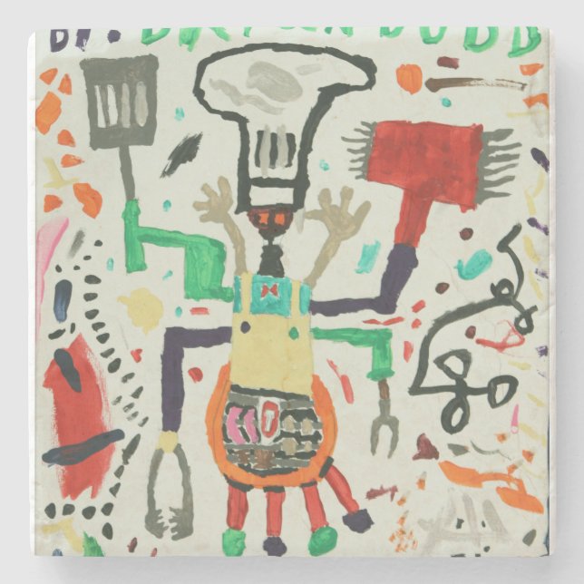 Posavasos De Piedra Práctico de costa con Grillmaster demoníaco (Anverso)