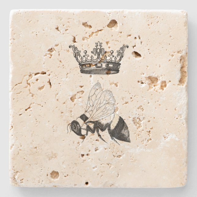 Posavasos De Piedra Práctico de costa de la abeja reina (Anverso)