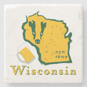 Posavasos De Piedra Práctico de costa de la bebida de Wisconsin