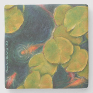 Posavasos De Piedra Práctico de costa de la piedra caliza de Koi y de