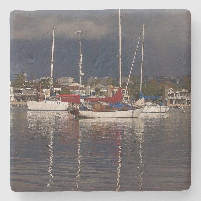 Posavasos De Piedra Práctico de costa de la piedra del barco de (Anverso)