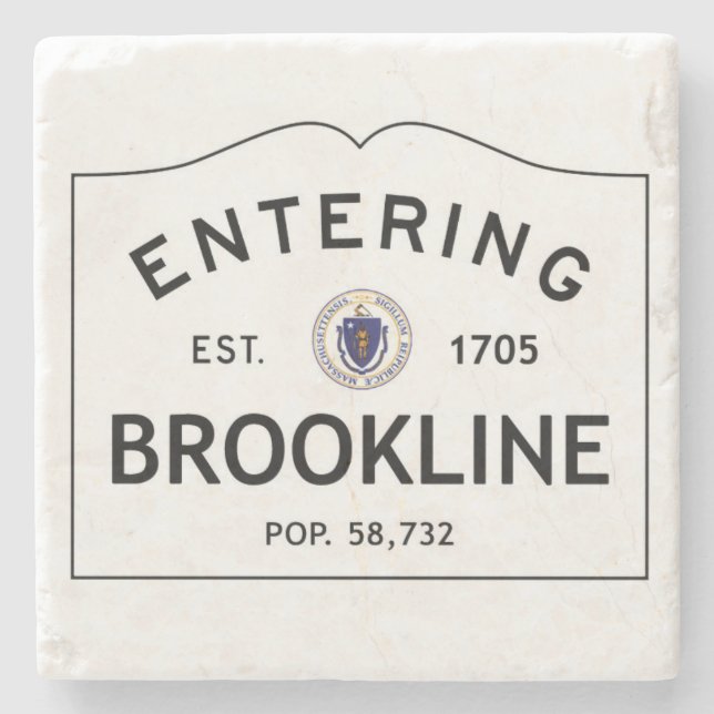 Posavasos De Piedra Práctico de costa de mármol de Brookline que entra (Anverso)