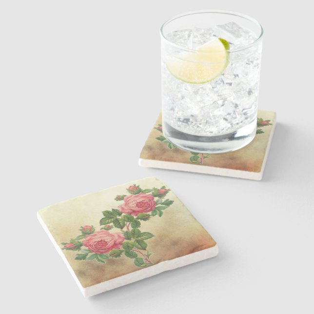 Posavasos De Piedra práctico de costa de piedra de los rosas del (Lateral)