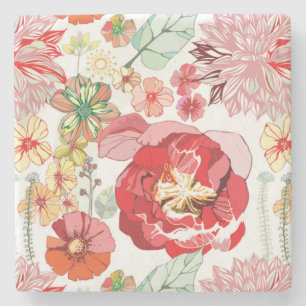 Posavasos De Piedra Práctico de costa de piedra de mármol floral del