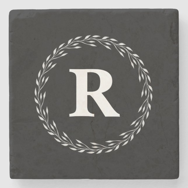 Posavasos De Piedra Práctico de costa de piedra inicial personalizado (Anverso)