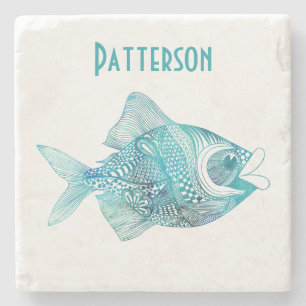 Posavasos De Piedra Práctico de costa de piedra personalizado pescado