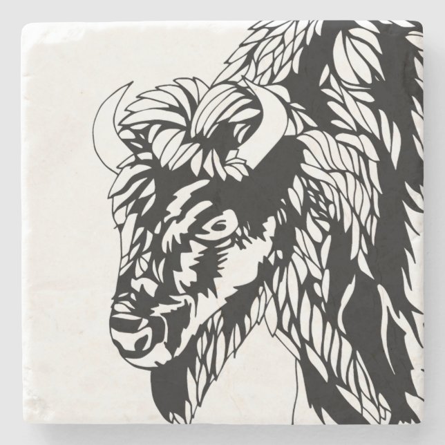 Posavasos De Piedra Práctico de costa del búfalo (Anverso)