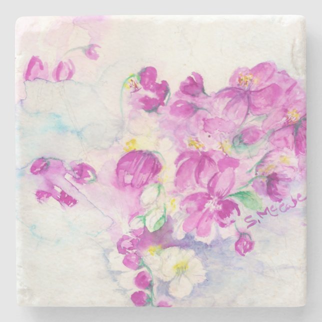 Posavasos De Piedra Práctico de costa del flor de Crabapple (Anverso)