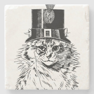 Posavasos De Piedra Práctico de costa del gato de Steampunk, gatito e