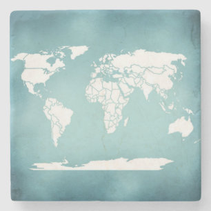 Posavasos De Piedra Práctico de costa del mapa del mundo