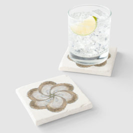 Posavasos De Piedra Práctico de costa del mármol de la flor de la