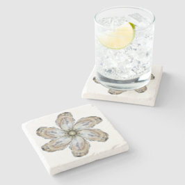 Posavasos De Piedra Práctico de costa del mármol de la flor de la