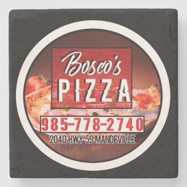 Posavasos De Piedra Práctico de costa del mármol de la pizza de Bosco (Anverso)