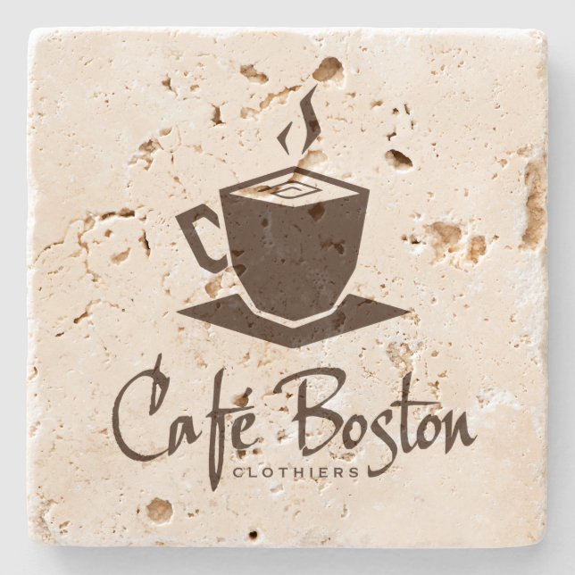 Posavasos De Piedra Práctico de costa del travertino de Café Boston (Anverso)