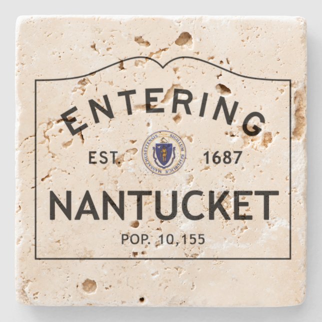 Posavasos De Piedra Práctico de costa del travertino de Nantucket que (Anverso)