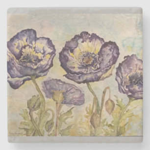 Posavasos De Piedra Práctico de costa floral de la piedra del arte de