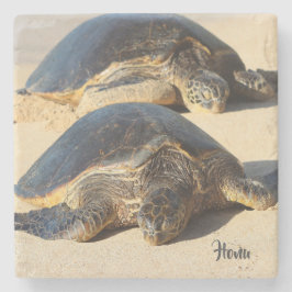 Posavasos De Piedra Práctico de costa hawaiano de la tortuga de mar